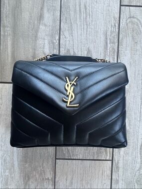 Saint Laurent Small Loulou Quilted Leather Shoulder Bag with Gold YSL